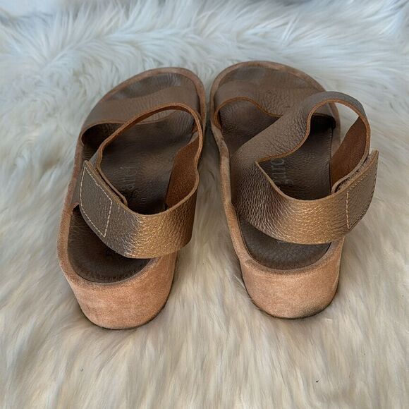 Pedro Garcia Lacey Bronze Metallic Textured Leather Platform Sandals Sz 37/US 7 - Picture 4 of 10